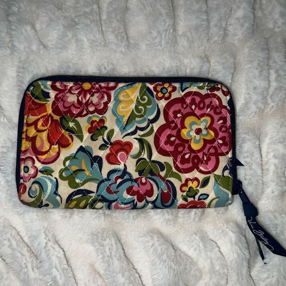 Vera Bradley Womens Floral Wallet Daily Travel Trip Work‎ Casual Flowers - Picture 1 of 3